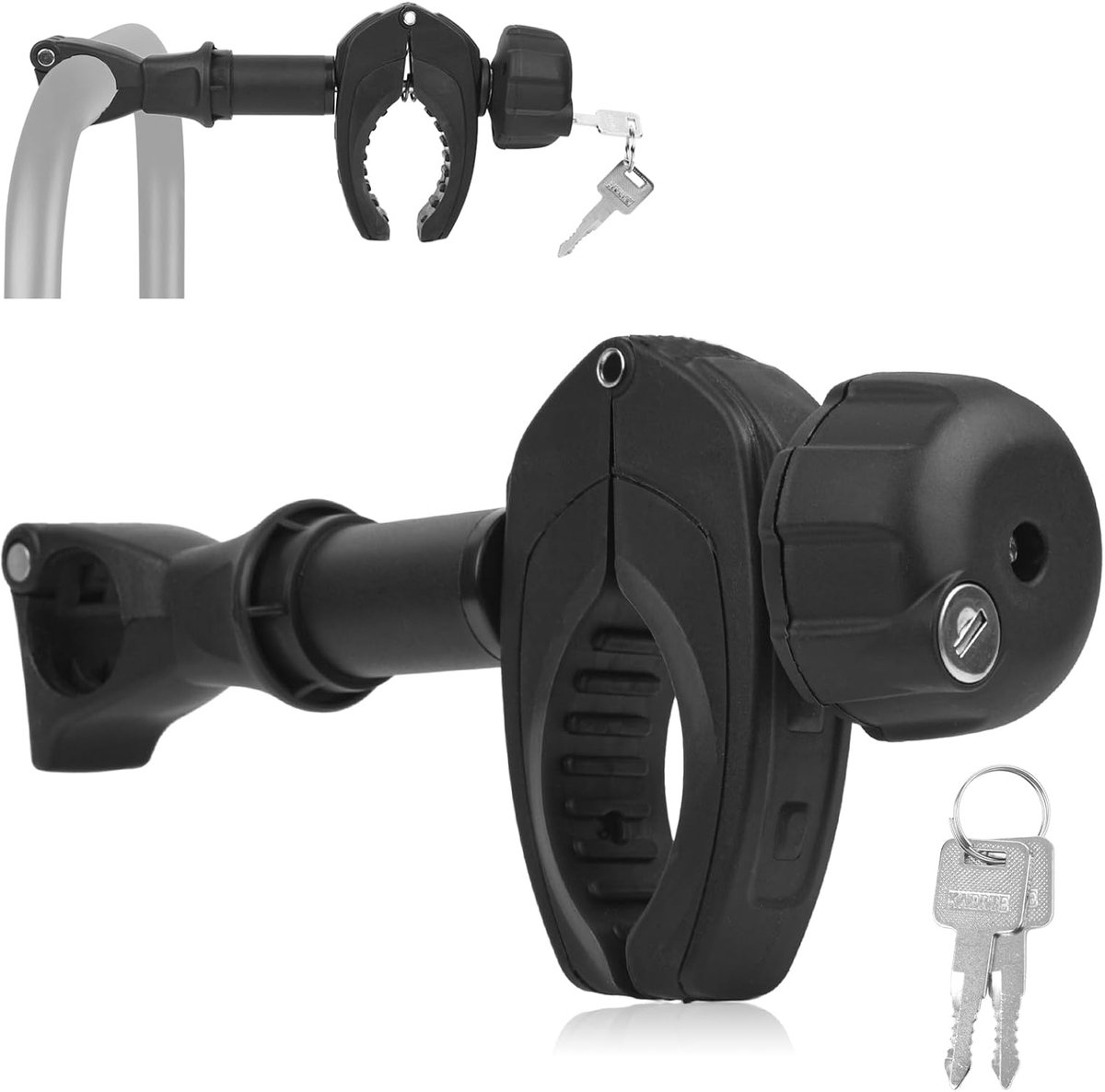 SnelShoppen - Universele Korte Framehouder voor Fietsendrager 25 cm, Afsluitbare Framehouder voor U-Beugelbuis Ø 2,5-3 cm, Geschikt voor Fietsen met F