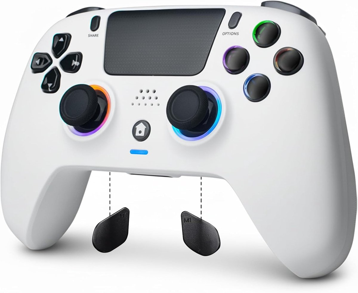SnelShoppen - Draadloze Controller Bluetooth Gamepad voor PS4/Pro/Slim met RGB-verlichting, Hall-trigger, 3,5mm Jack, Programmeerbare Functies, Trilli