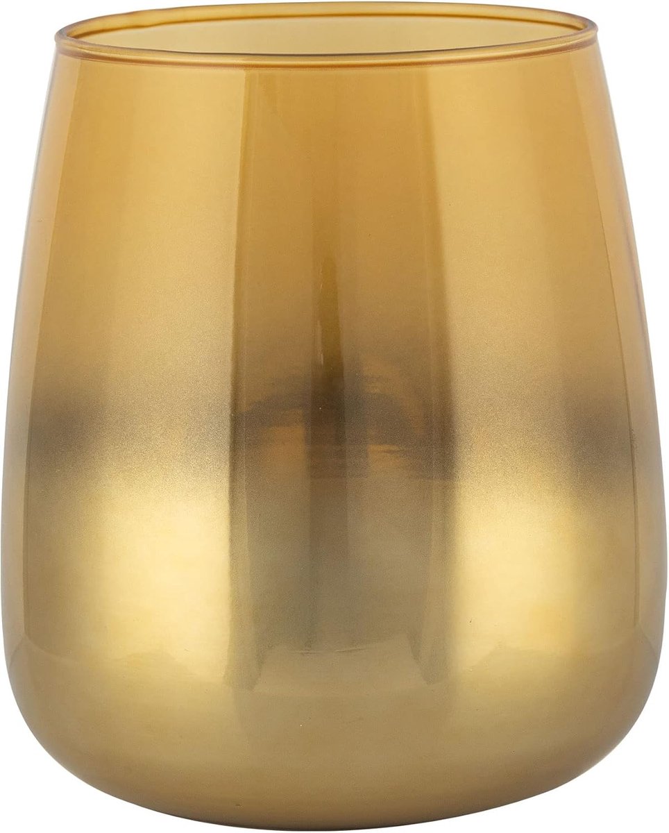 SnelShoppen - Glazen Bloemenvase 17cm Goud Ombre - Decoratieve Vaas voor Bloemen en Kaarsen - 2300ml - Perfect voor Dinertafel en Feestelijke Gelegenh