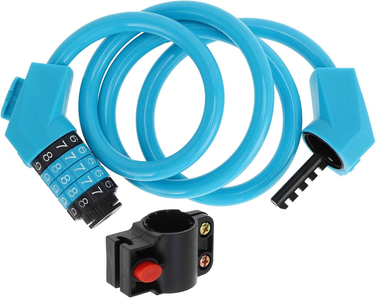 SnelShoppen - Universele Fietsslot 110 cm Resetbaar Kettingslot met 5-Cijferige Combinatie voor Racefiets, Mountainbike, Elektrische Fiets, Blauw