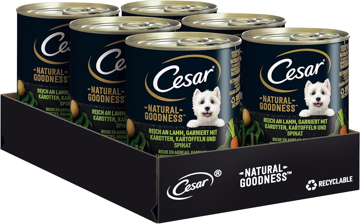 SnelShoppen - Hondenvoer in Blik Lam 6 x 400g - Graanvrij, Natuurlijke Ingrediënten, Rijk aan Lam, Groenten en Kruiden voor Gezonde Honden