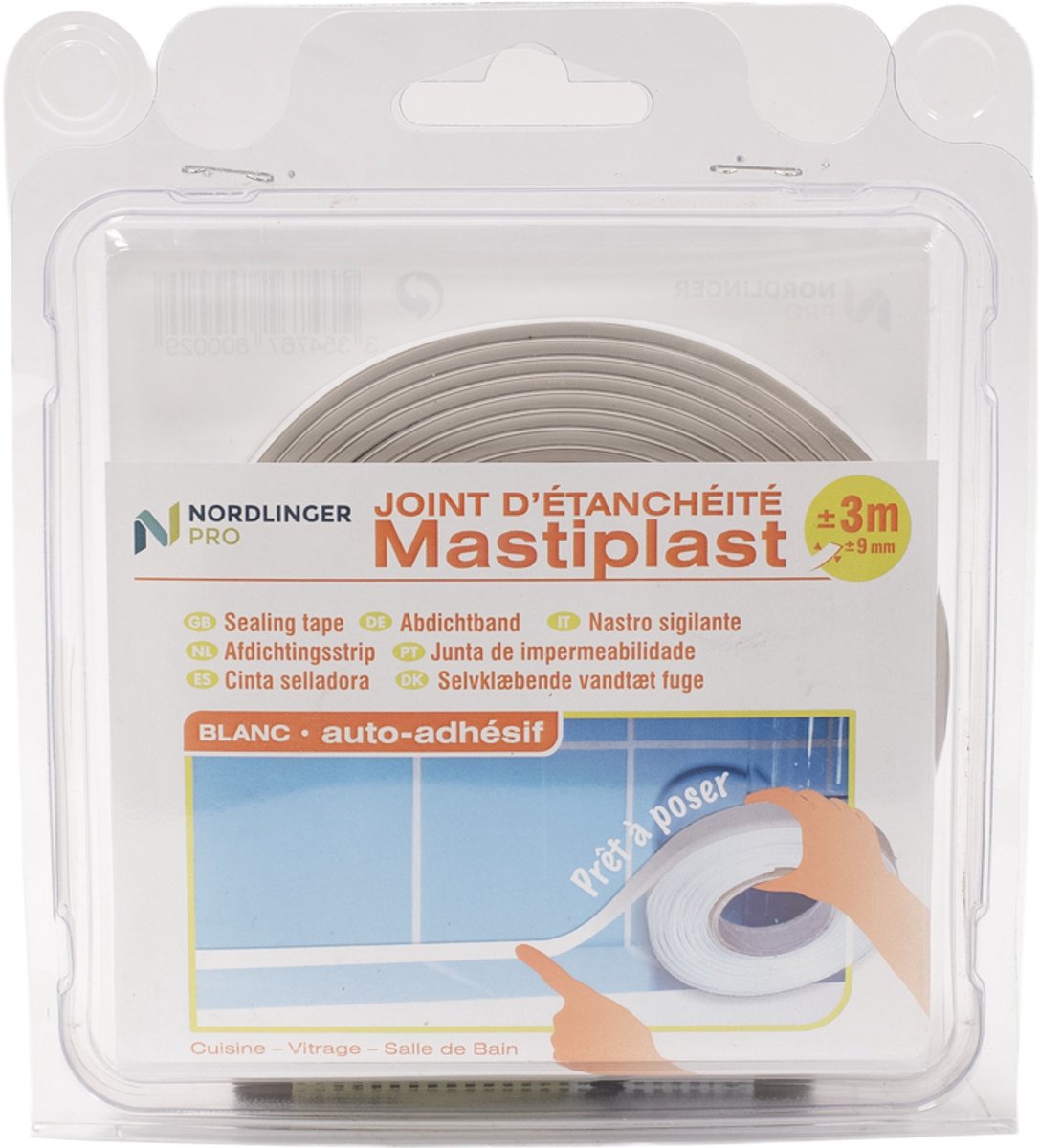 Flexibele Afdichtstrip wit Zelfklevend 3000x9mm | Per Stuk