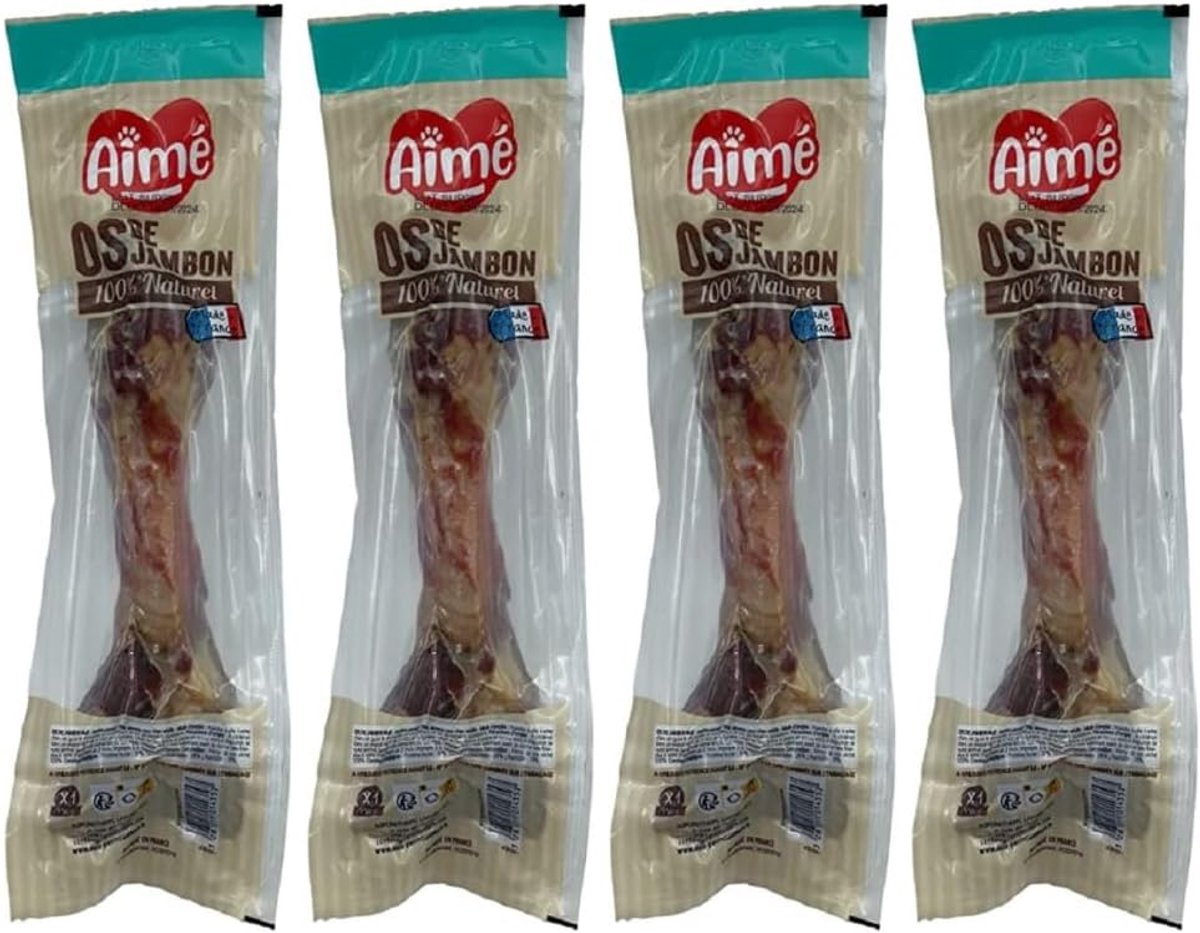 SnelShoppen - Hondensnack Kauwbeen met Ham - 4 Stuks - 100% Natuurlijke Kauwbotten voor Honden - Gezonde Beloning voor Alle Rassen en Leeftijden