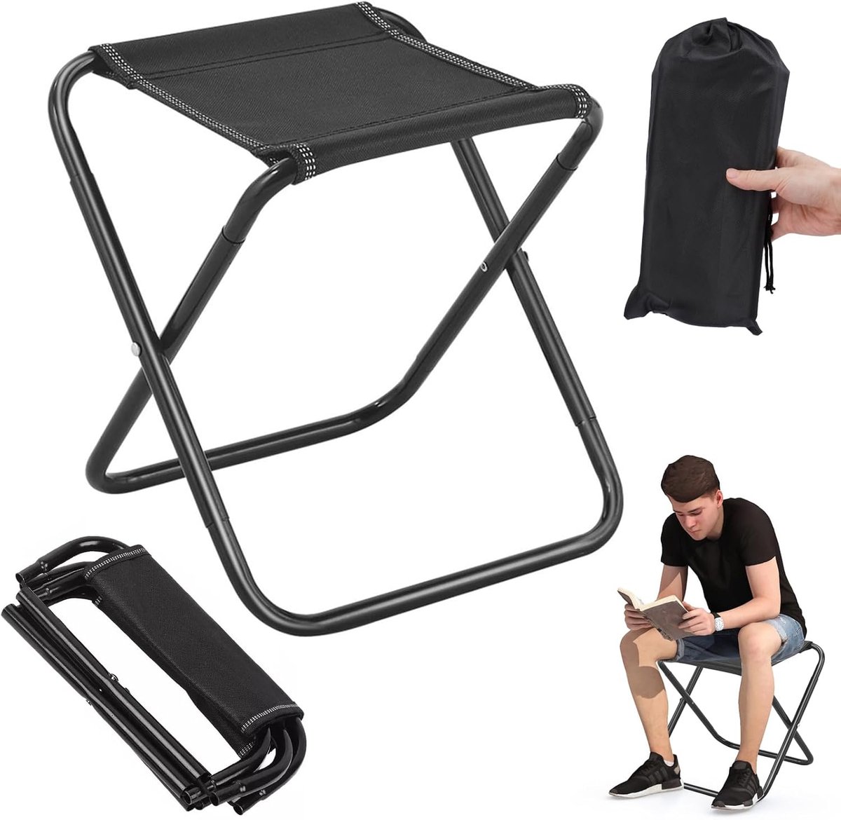 SnelShoppen - Campingstoel Opvouwbaar Lichtgewicht Stoel, Ideaal voor Kamperen, Vissen, Picknick, Reizen en Wandelen, Hoogwaardig Carbon Staal en Oxfo