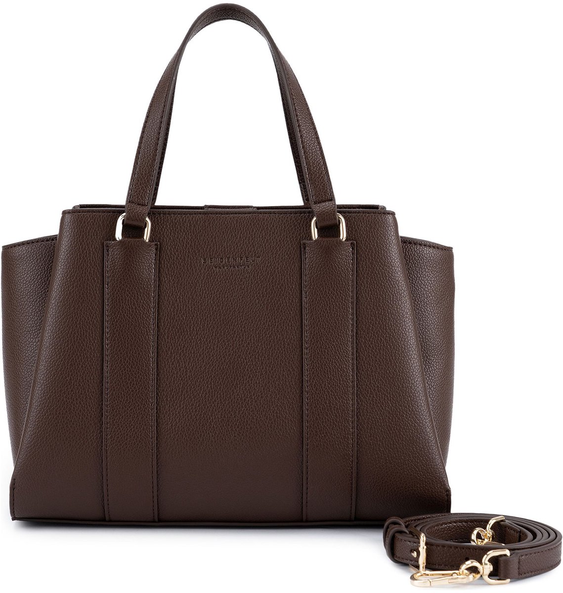 SEIDENFELT MANUFAKTUR handtas schoudertas Nelma Handbag Dark Brown donkerbruin