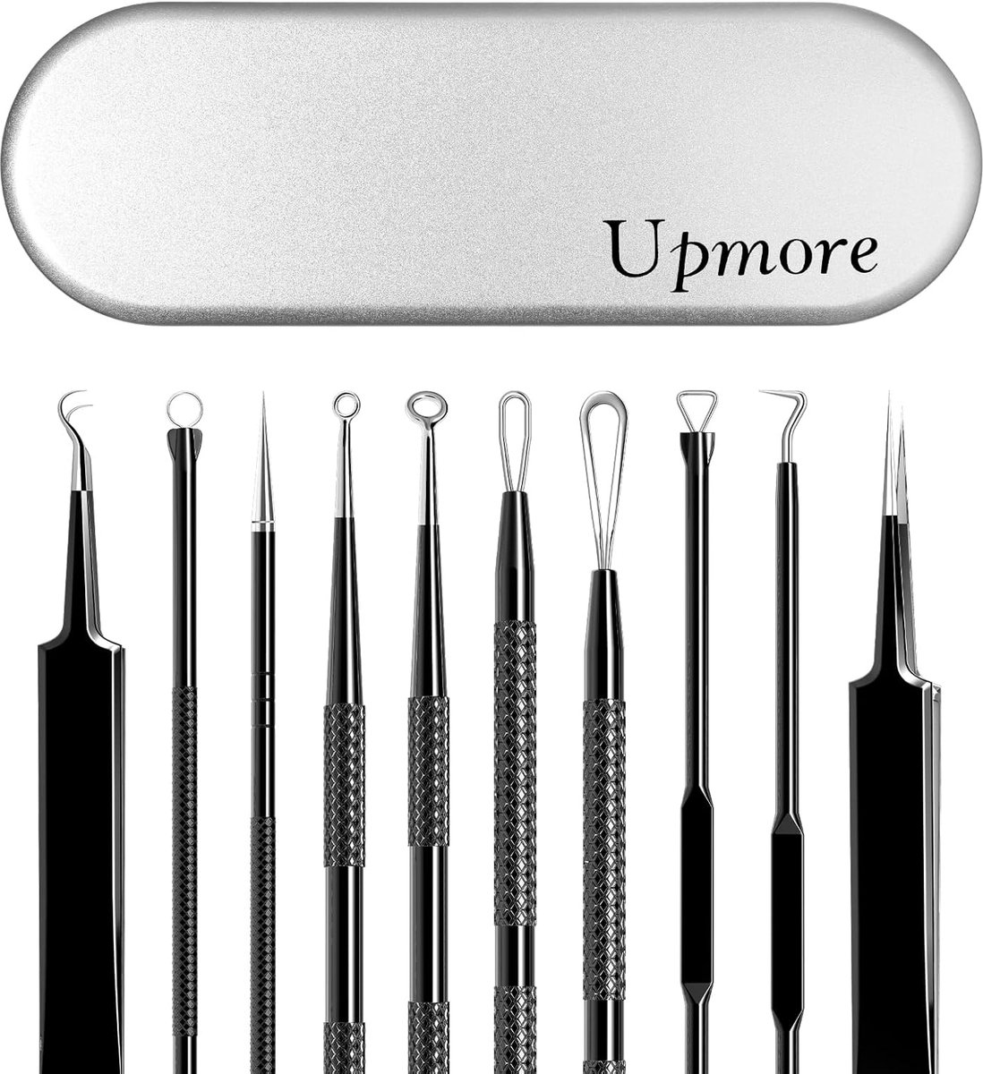 SnelShoppen - RVS Blackhead Remover Set 6-delig Professionele Tools met Opbergdoos - Dermatologisch Getest Tegen Pukkels, Mee-eters en Blemishes voor
