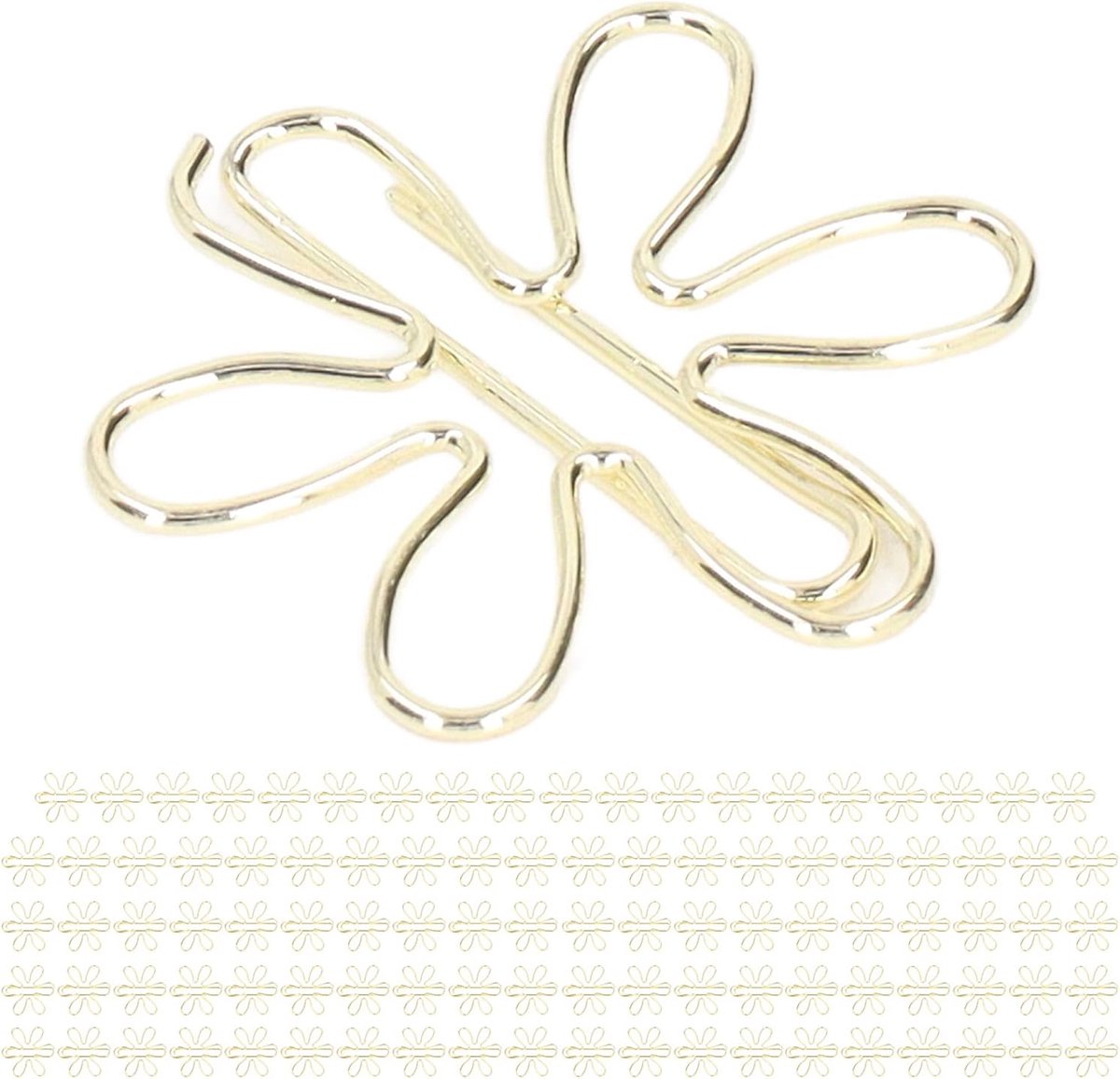 SnelShoppen - 100 Stuks Schattige Gouden Mini Paper Clips - Decoratieve Papierclips in Bloem- en Pijlvorm - Galvanized Gouden Metalen Kantooraccessoir