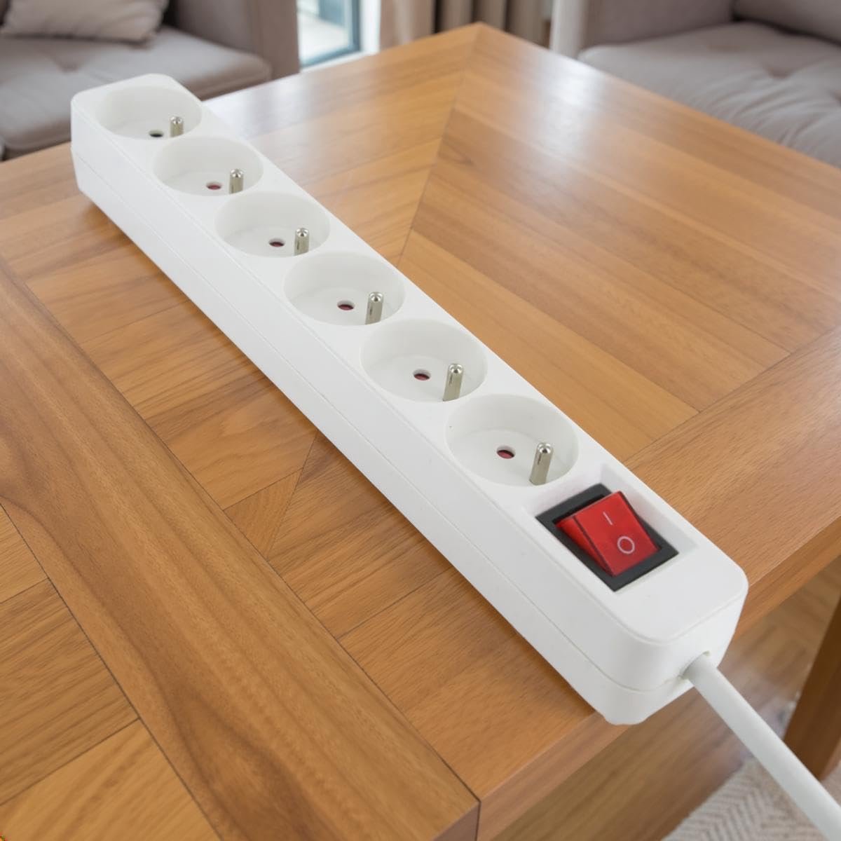 SnelShoppen - Stekkerdoos 6-Voudig met Schakelaar en Kindveiligheid - 4m H05VV-F 3G1 mm² Kabel - Binnengebruik - Wit - Betrouwbare Elektrische Bescher
