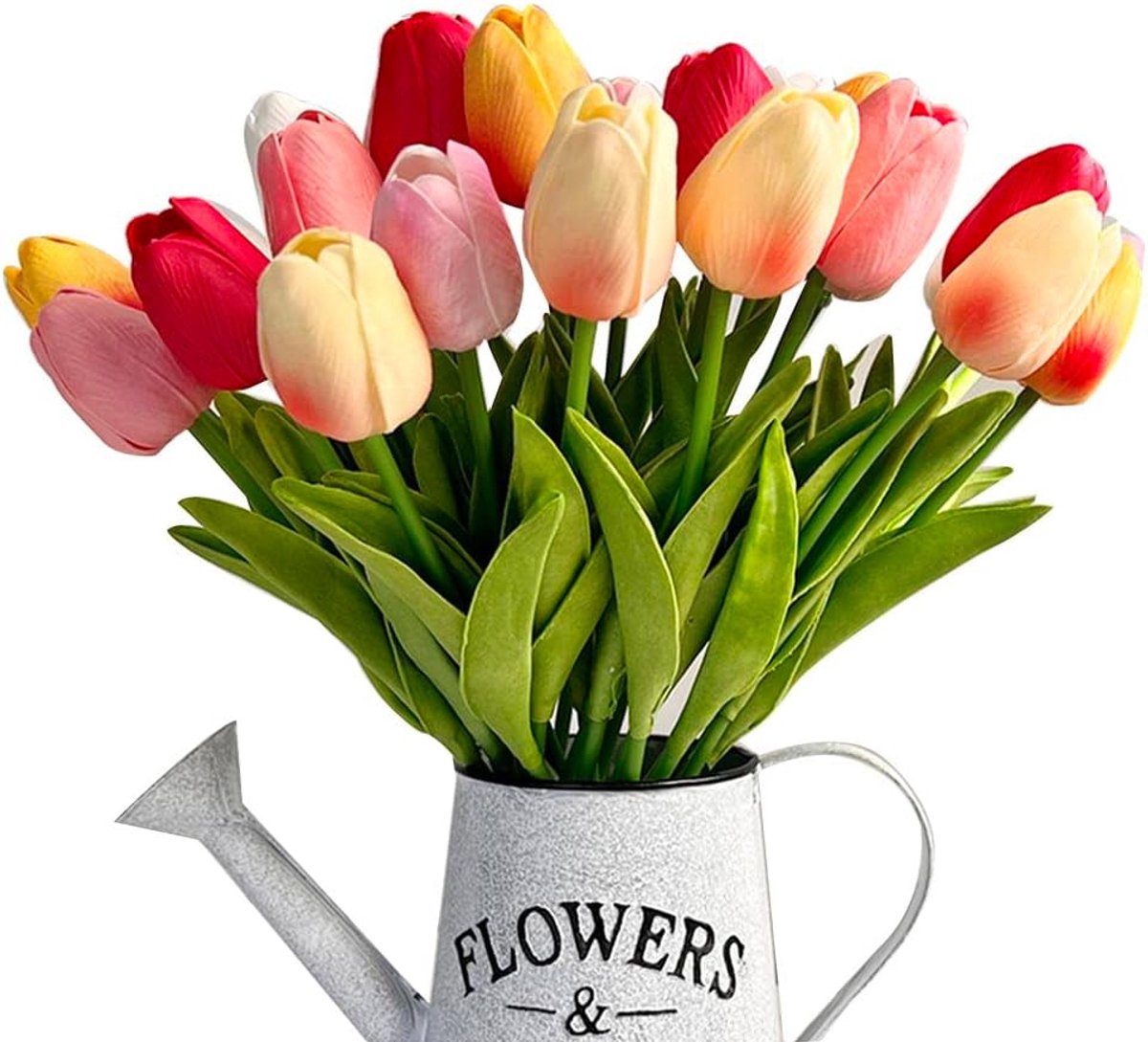 SnelShoppen - 24 Stuks Multicolor Kunstmatige Tulpen Latex Real Touch voor DIY Bloemstukken, Bruiloft, Baby Shower, Thuisdecoratie