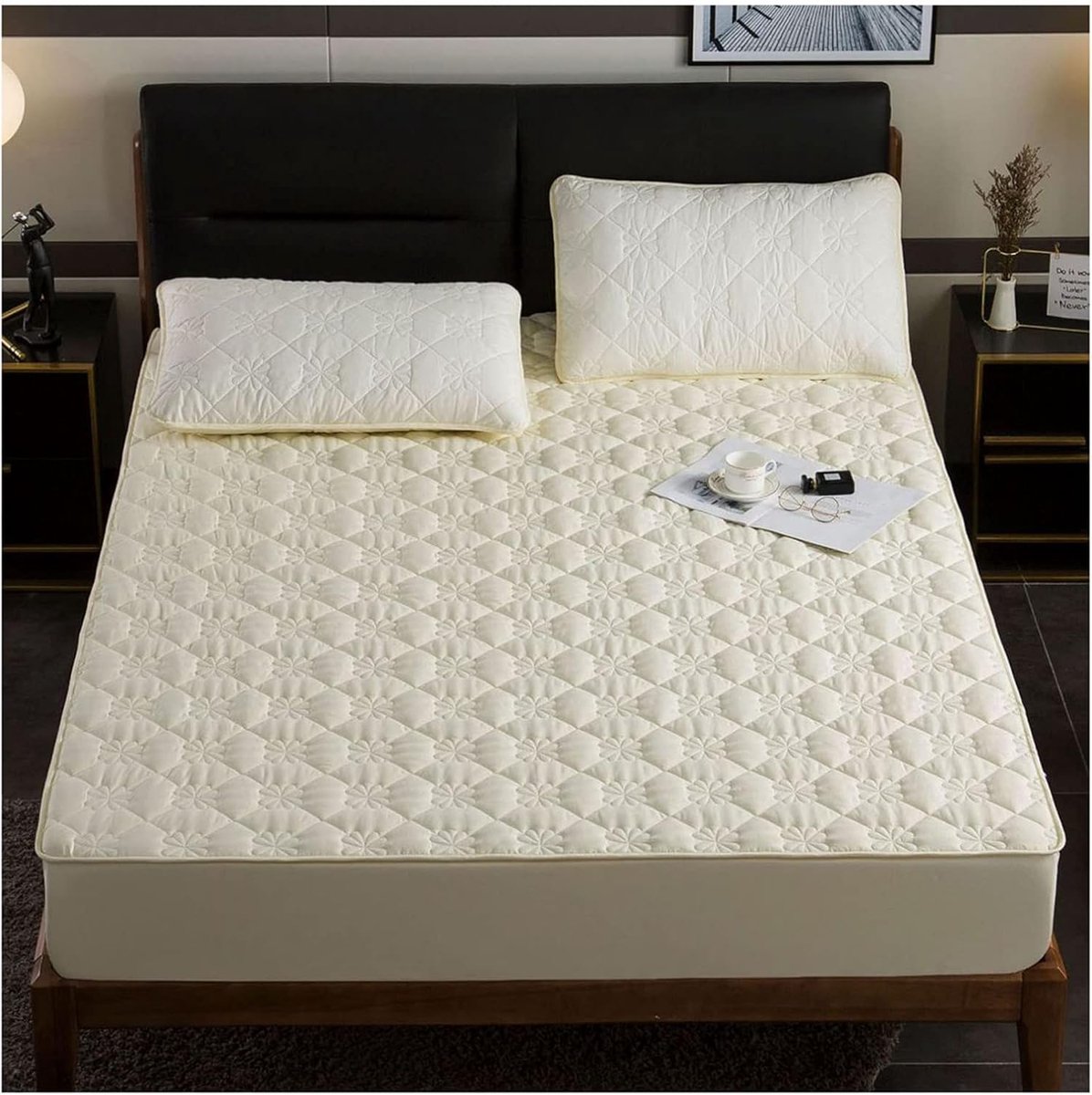 Thijox - Matrastopper 180x220cm - Ademend & Machinewasbaar Topdekmatras - Zacht en Comfortabel - Gewatteerde Matrasbeschermer in Geel voor Vier Seizoe