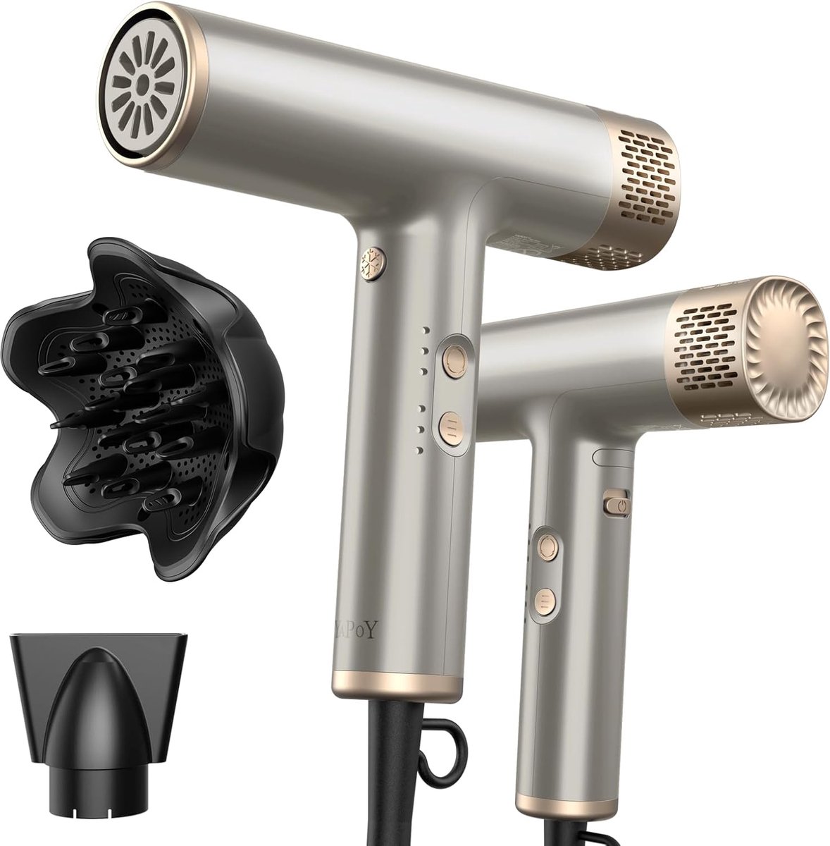Thijox - Professionele Haardroger met Diffuser, Sneldrogend, 200 miljoen Ionische Ionen, 110.000 RPM, Hoge Snelheid, Geluidsarm, Zilver, Ideaal voor T