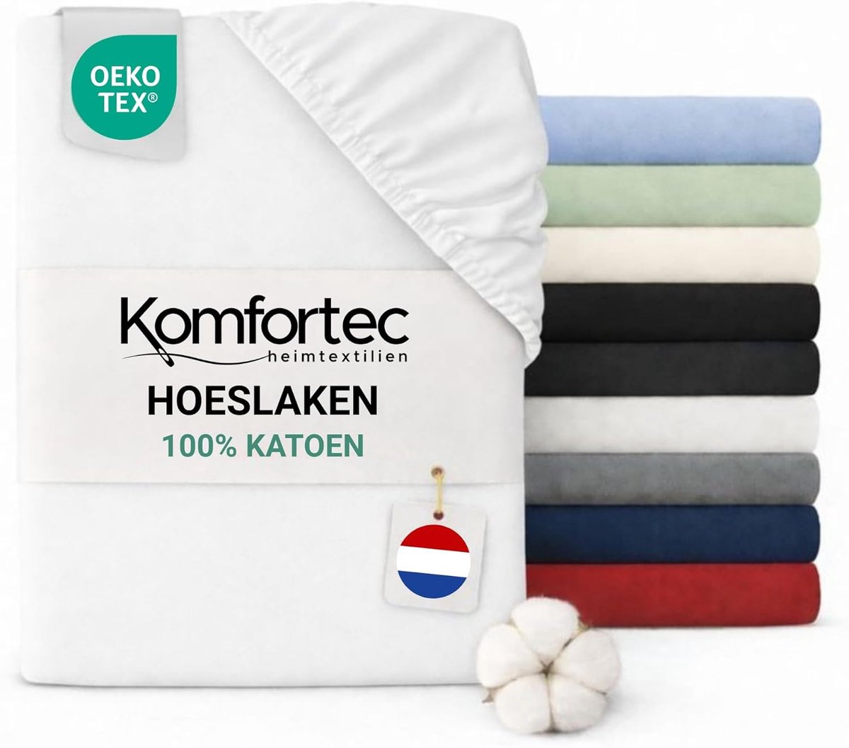SnelShoppen - Jersey Stretch Fitted Sheet 180x200 cm - Wit - 100% Katoen - Ronde Elastiek - Gezond Slaapklimaat - Duurzaam en Zacht