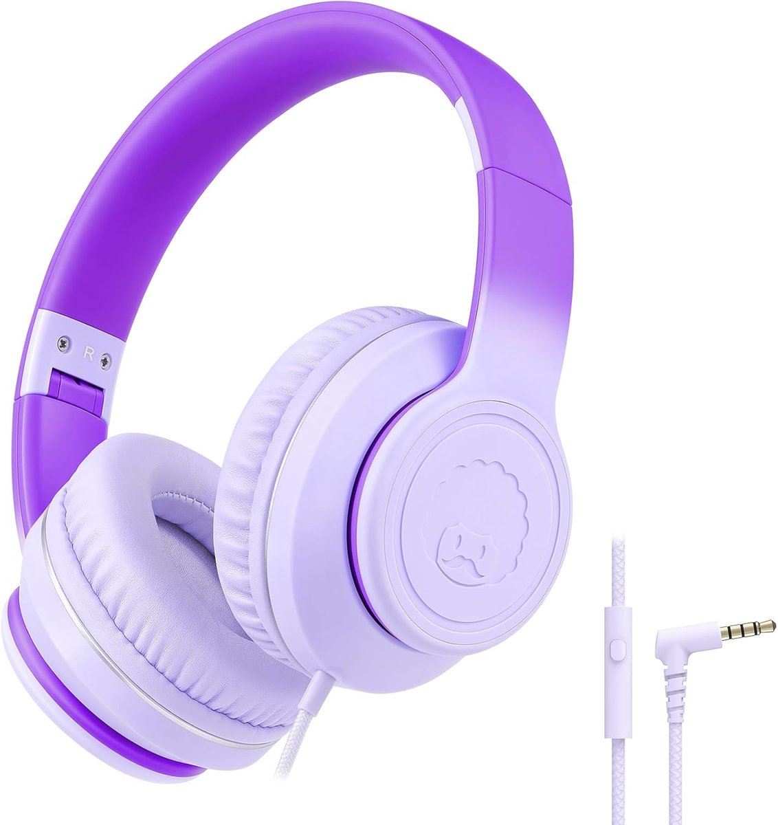 SnelShoppen - Kids Hoofdtelefoon 3.5mm Jack Vouwbaar Met Microfoon - Over-Ear Hoofdtelefoon Voor School Reis - Verstelbare Hoofdband - Gradient Paars