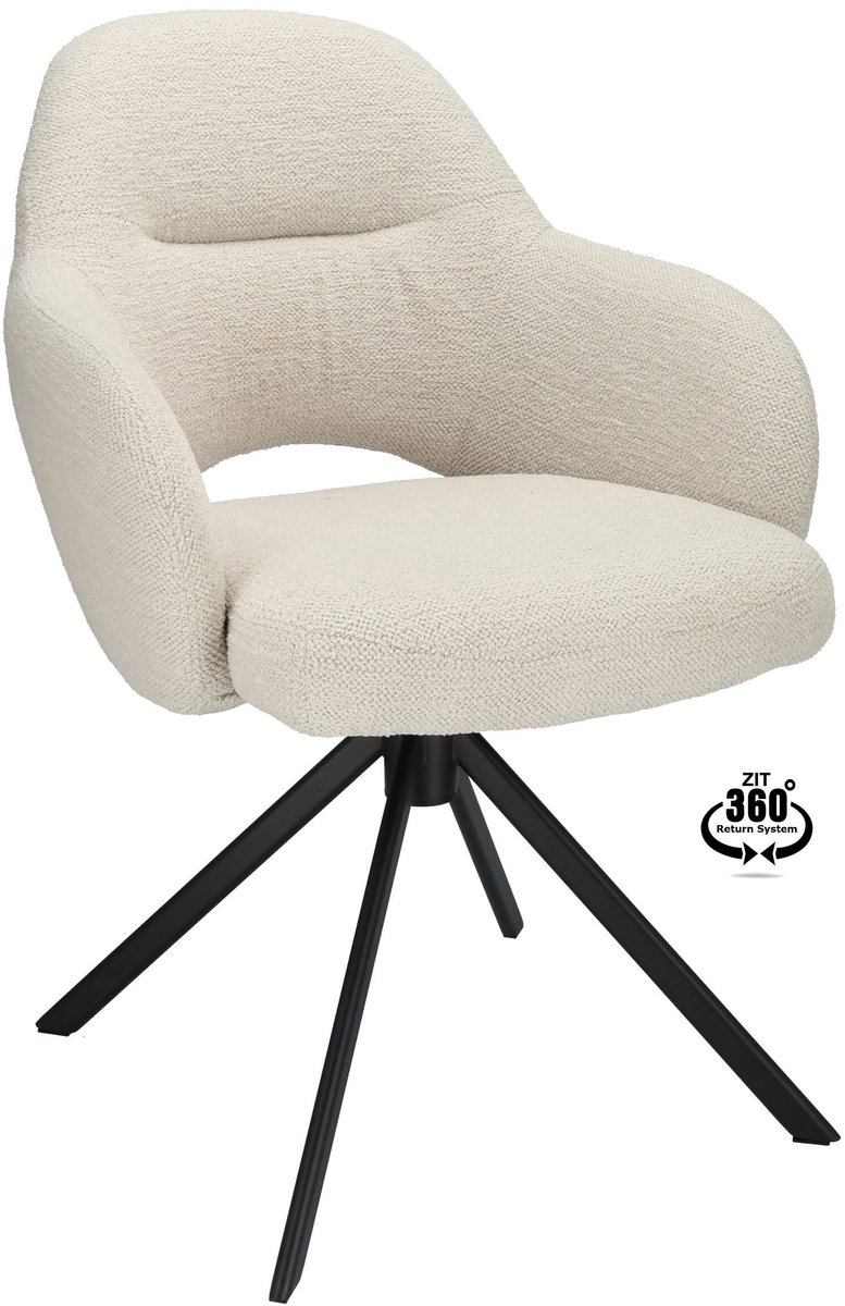 Icon Living - Armstoel Dany Stof Gear Shell Leg Black 360° Return-system