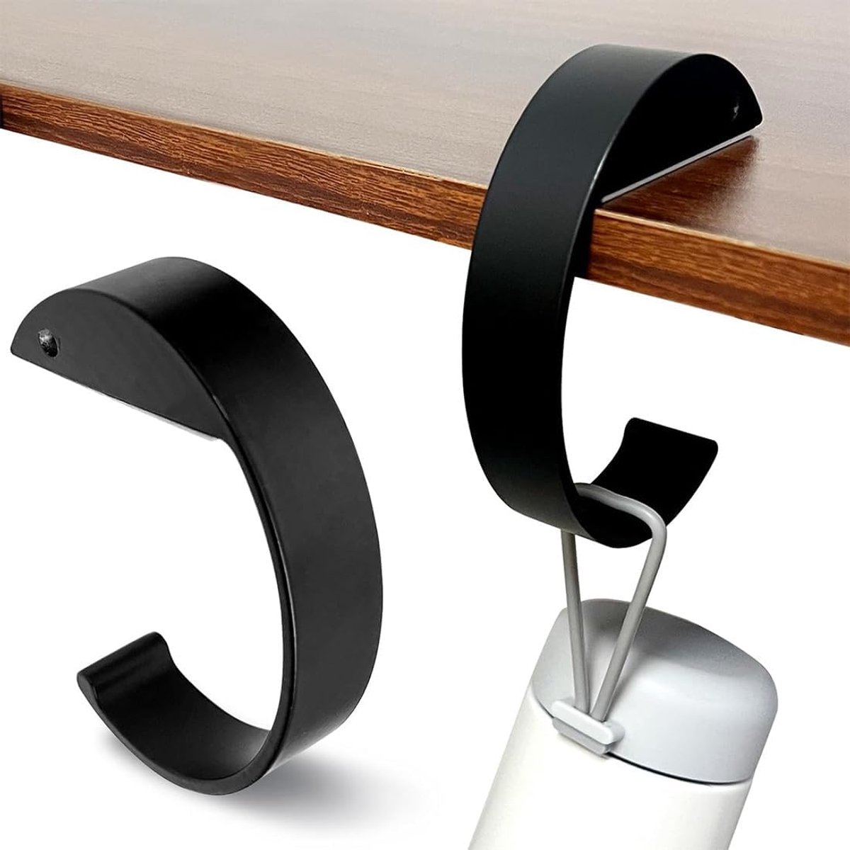 SnelShoppen - Desk Headphone Holder - 2 Stuks Universele Gaming Hoofdtelefoon Hanger - Zwart Metaal - C-vormige Ontwerp - Geen Boren Nodig - Geschikt