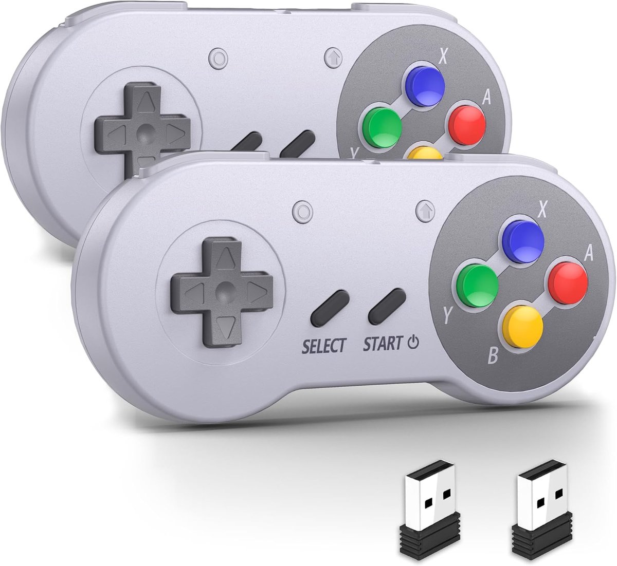 SnelShoppen - Draadloze SNES-controller voor Switch en PC - 2 stuks met 2.4GHz USB Receiver, 420mAh Batterij, Plug & Play, Geschikt voor Android, MAC
