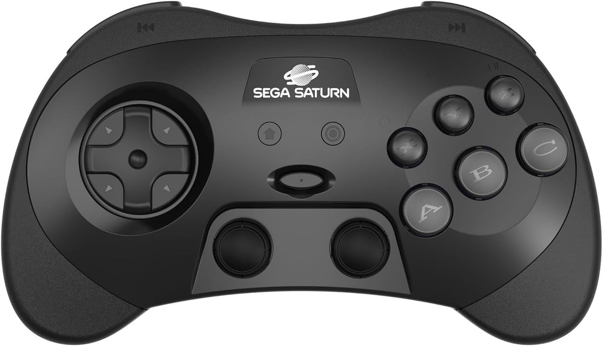 SnelShoppen - Retro 2.4GHz Draadloze Pro Controller voor SEGA Saturn, Mega Drive Mini, Switch, PC en Mac - Inclusief 2 Ontvangers - Zwart