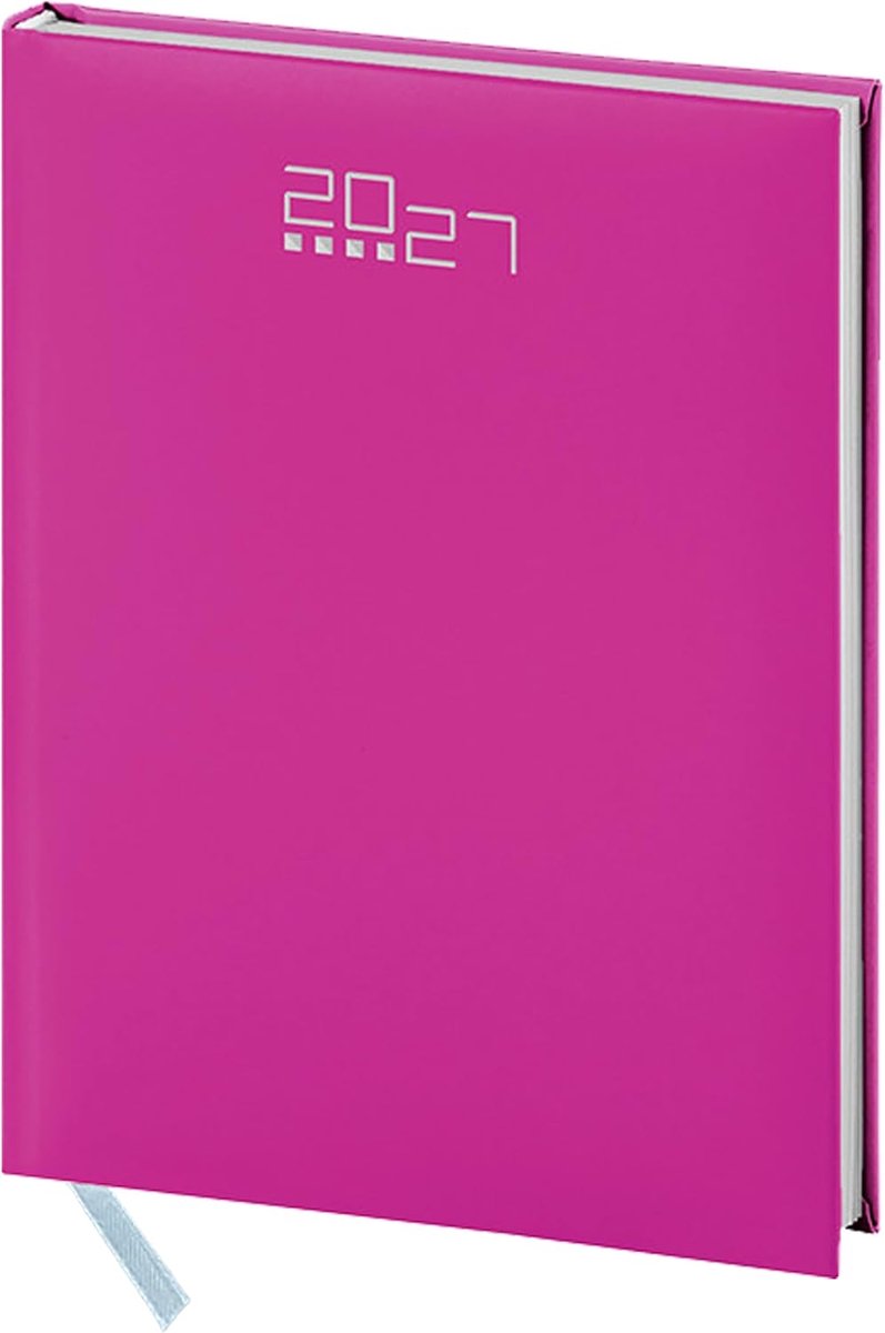 SnelShoppen - Professionele Weekplanner 2027, 17x24 cm, Fuchsia, Meertalig, 132 Pagina's, Gevoerde Rubber Omslag, Adresboek en Cartografie