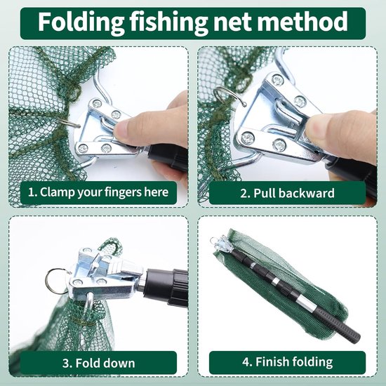 SnelShoppen - Schepnet voor Vissen Telescoop Uittrekbaar Opvouwbaar 130 cm Aluminiumlegering Nylon Net Forelvijver Vijver Beken Meren Bootvissen Visac van Snelshoppen — afbeelding 4