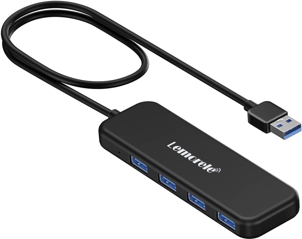 SnelShoppen - USB Hub 3.0 Ultra Slim High Speed Transport Adapter - 4-in-1 USB-A naar 4x USB 3.0 poorten voor Desktop, MacBook Pro/Mini, Huawei Matebo
