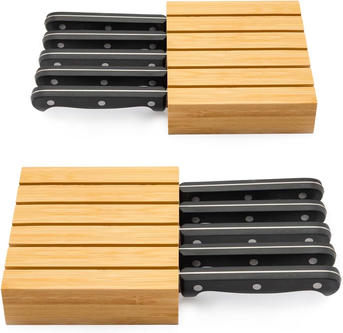 SnelShoppen - 2 Stuks Messenorganizer voor Keuken - Messenblok met 10 Messleuven - Ideaal voor Laden en Bestekorganizer - Ruimtebesparend en Praktisch