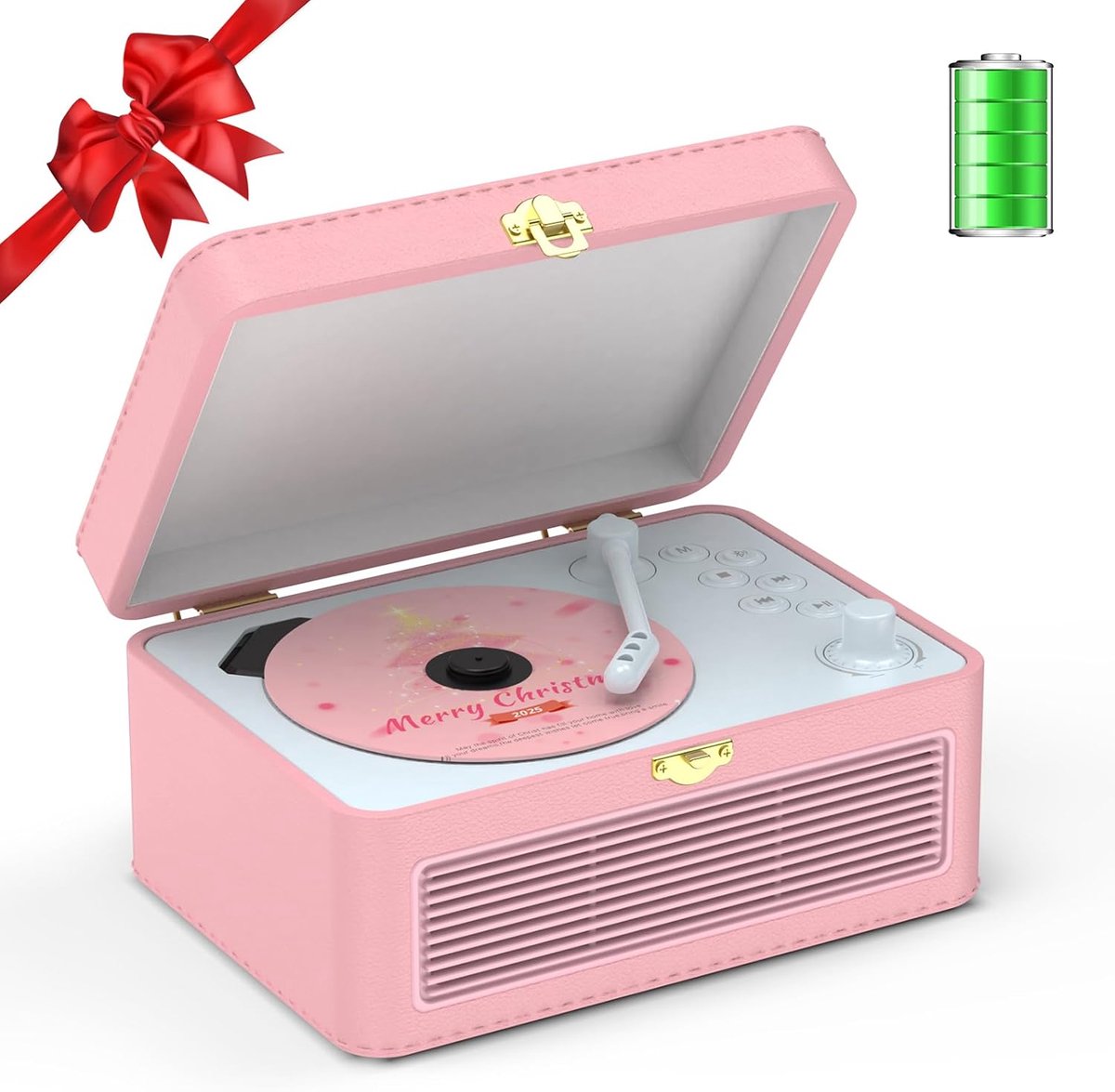 SnelShoppen - Draagbare Bluetooth CD-speler met Luidspreker, Afstandsbediening, Ondersteunt USB/AUX, Hoofdtelefoonaansluiting, Roze - Perfect voor Fee