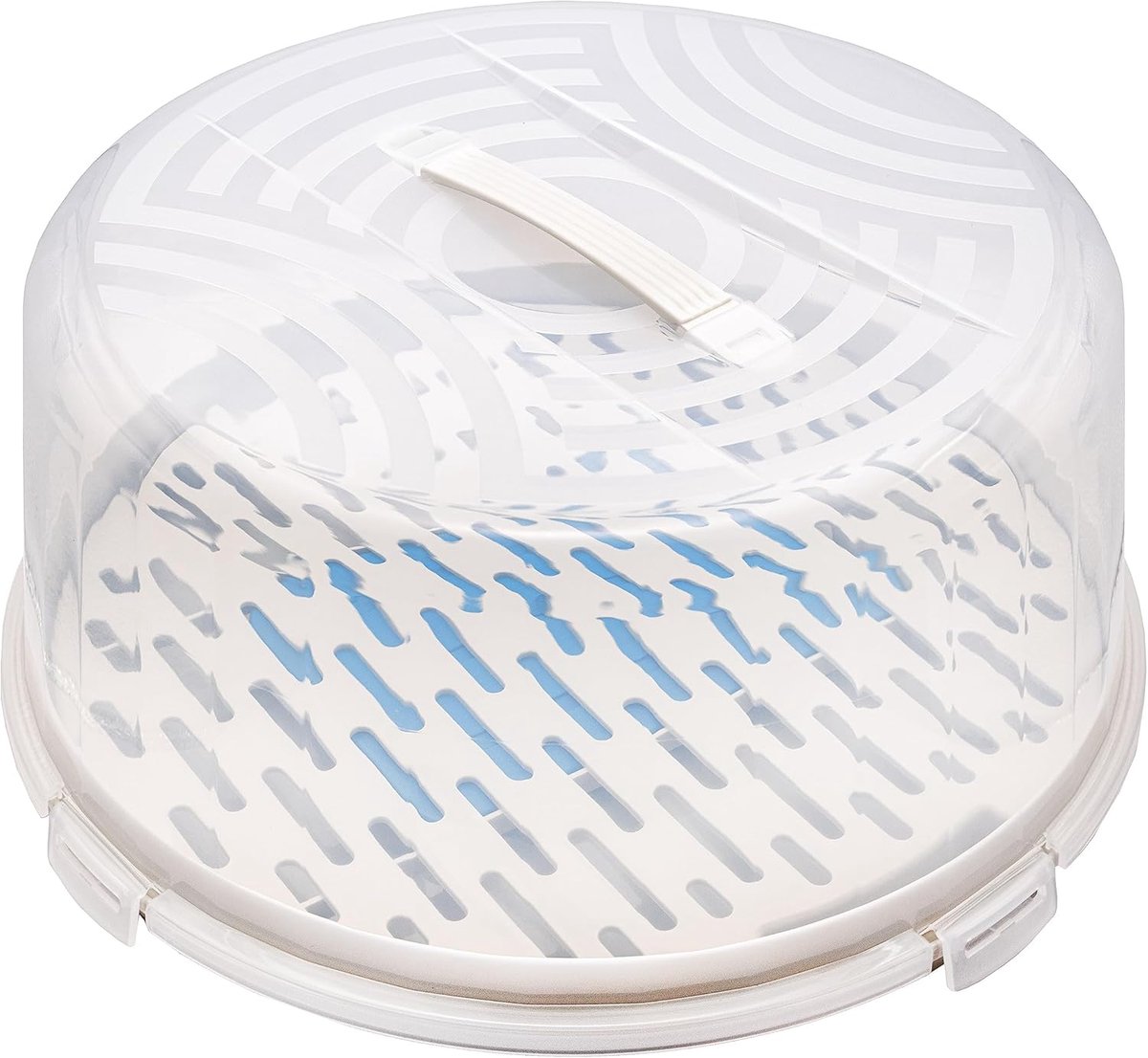 SnelShoppen - Ronde Taartcontainer met Hoge Deksel en Draaggreep, BPA-vrij Kunststof, Koelinzetstuk, Crème/Transparant, 334 x 156 mm, Perfect voor Fee
