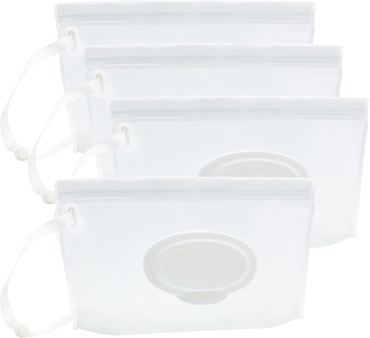 SnelShoppen - Draagbare Nat Veeg Pouch Dispenser 4 Pack - Herbruikbare Baby Luier Verwijderingstassen - Navulbare Persoonlijke Reizen Koppelingsdispen