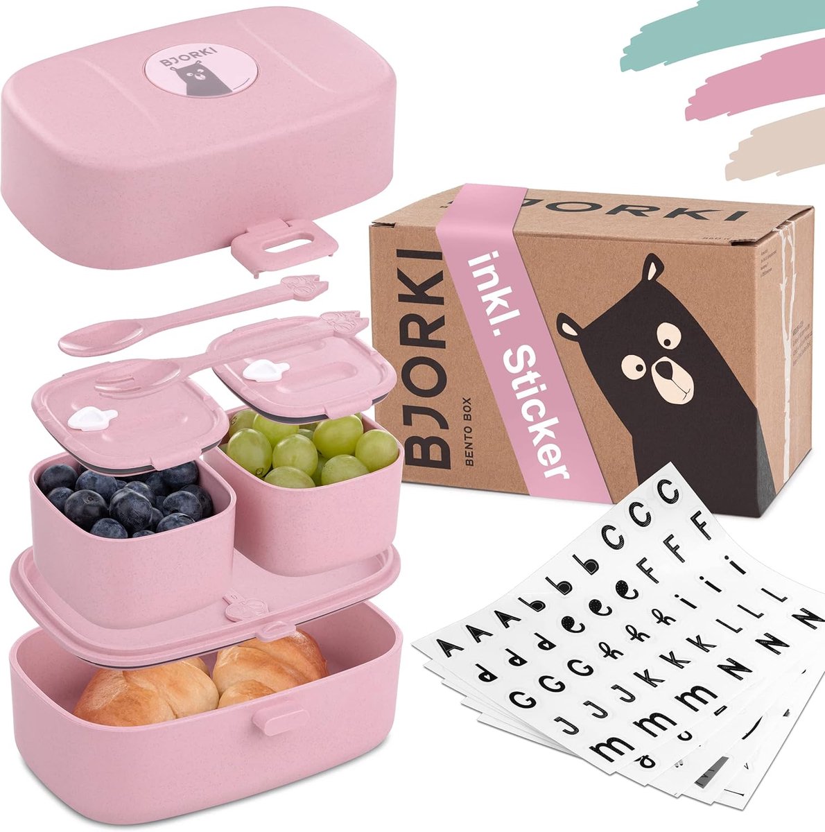 SnelShoppen - Bento Box voor Kinderen - Lekvrije Lunchbox met Vakken - Duurzame Broodtrommel - Snackbox voor Onderweg - Pastelbeige - Ideaal voor Kleu