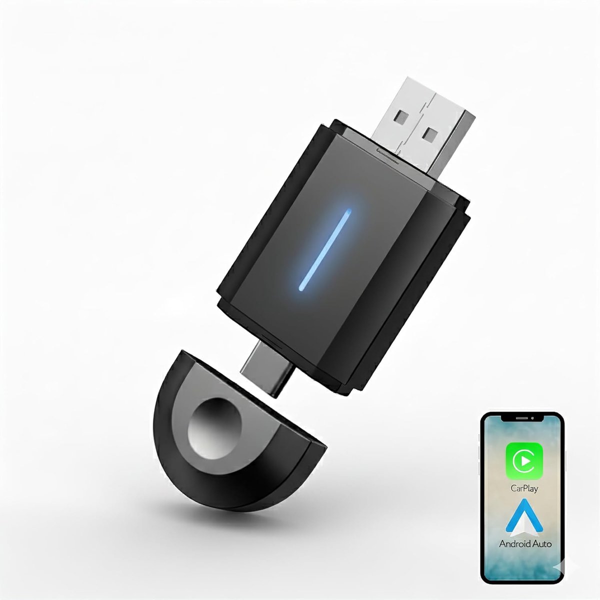 SnelShoppen - MOONX Draadloze CarPlay Adapter & Netwerk Dongle - 2-in-1 Bluetooth 5.0 & 5.8GHz WLAN Ontvanger voor iPhone & Android Auto - Plug & Play