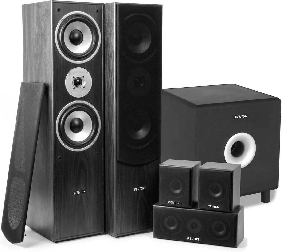 SnelShoppen - Complete 5.1 Surround Home Cinema Set 1300W met 10 Inch Subwoofer - Zwart - Voor Films, Series en Games
