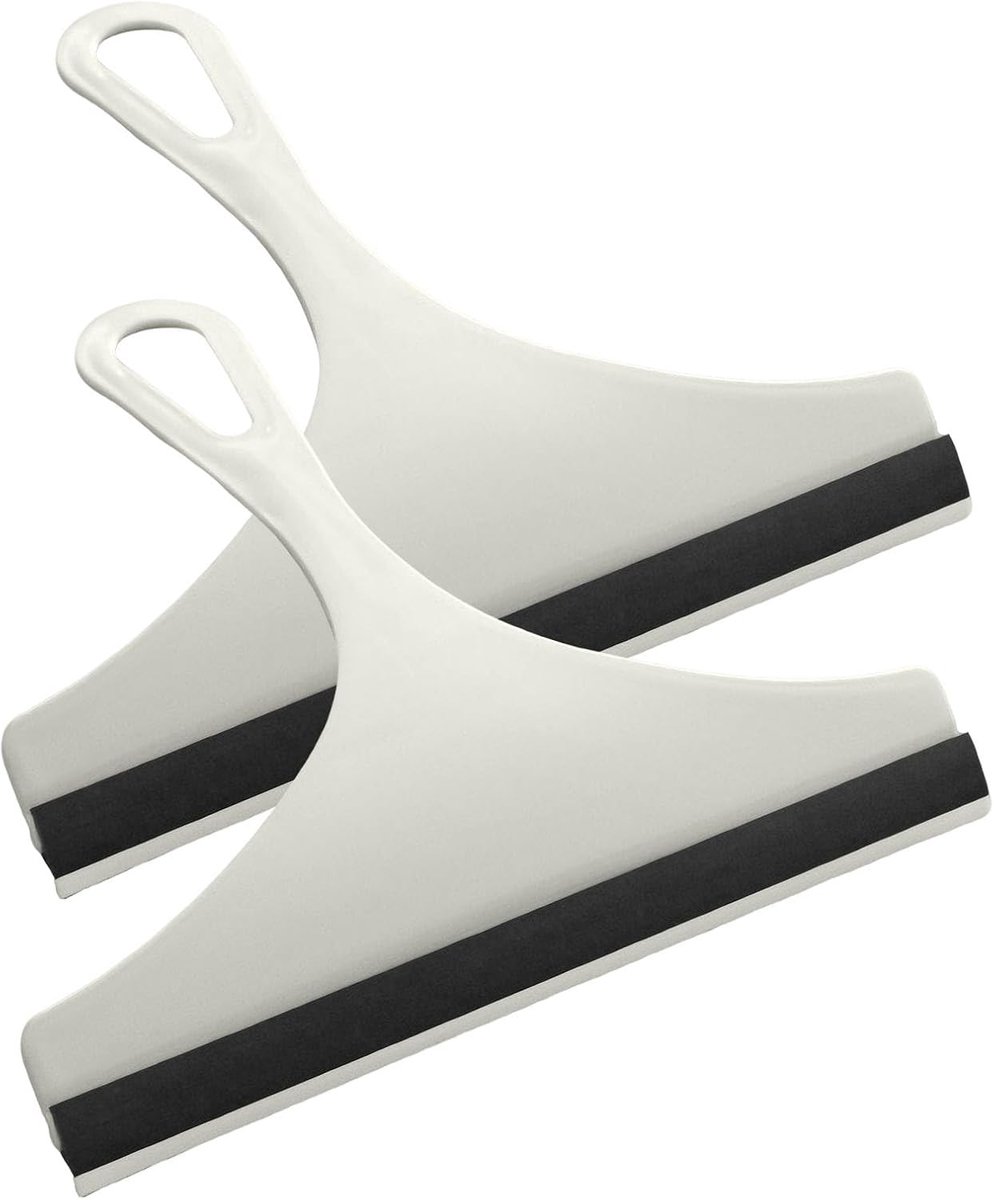 SnelShoppen - 2 Stuks Douche Wiper en Douchekast Trekker - Streeploze Siliconen Puller voor Badkamer, Glas, Spiegels en Tegels - 22cm - Grijs