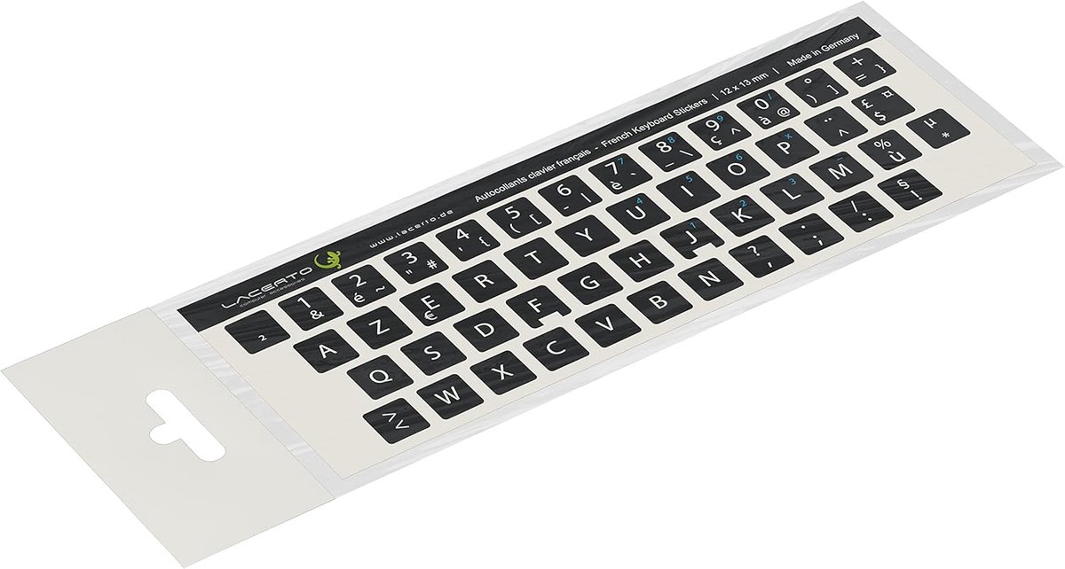 SnelShoppen - 12x13mm Franse Stickers voor PC/Laptop & Notebook Toetsenborden | AZERTY Autocollants | Zwart met Matte Krastbestendige Laminaat | Ideaa