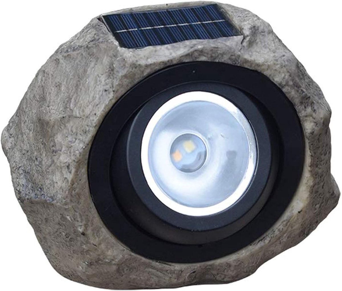 SnelShoppen - Solar Tuinlamp - LED Solar Lamp met Decoratieve Steenvorm - Warm Wit - Waterdicht - Energiezuinig voor Tuin, Pad en Oprit - 600 mAh Batt