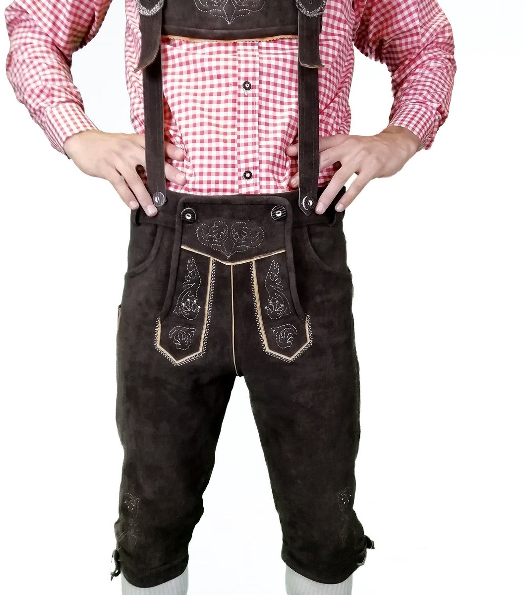 LEDERHOSEN.NL - Lederhosen leer - donker bruin LANG