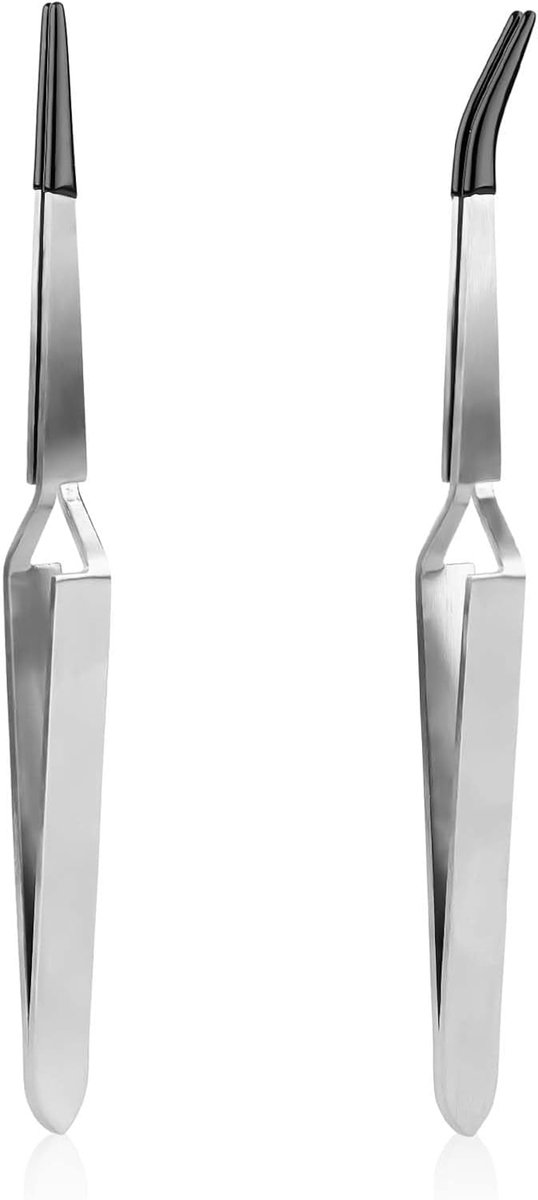 SnelShoppen - Craft Tweezers - Reverse Tweezers van RVS - Cross Lock Tweezers met Rechte en Gebogen Punt - Perfect voor Juwelen en Elektronica Creatie