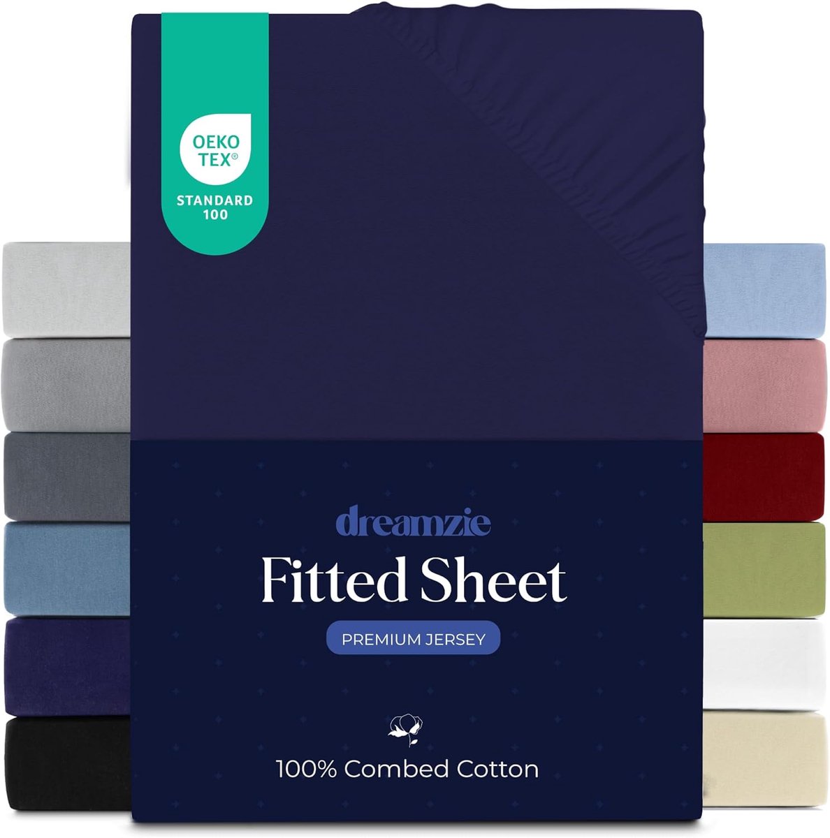 SnelShoppen - Premium Fitted Sheet 160x200 cm, Donkerblauw, 100% Jersey Katoen, Geschikt voor Matrassen tot 27 cm, Oeko-Tex, Luxe Comfort