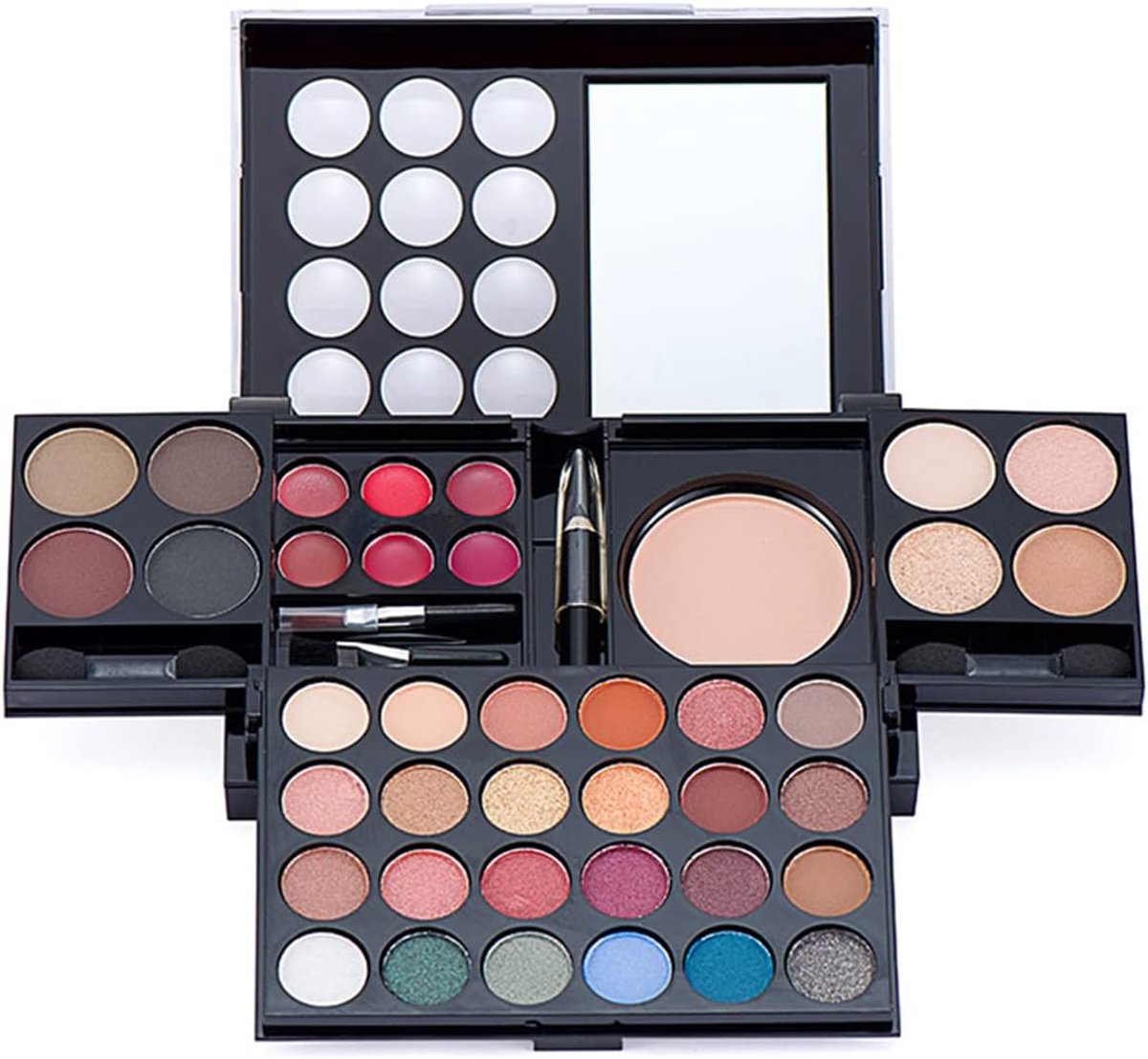 SnelShoppen - Oogschaduw Palette Makeup Set met Lippenstift, Borstel, Contour Pen, Concealer en Blush voor Vrouwen - Perfect voor Feestjes en Dagelijk
