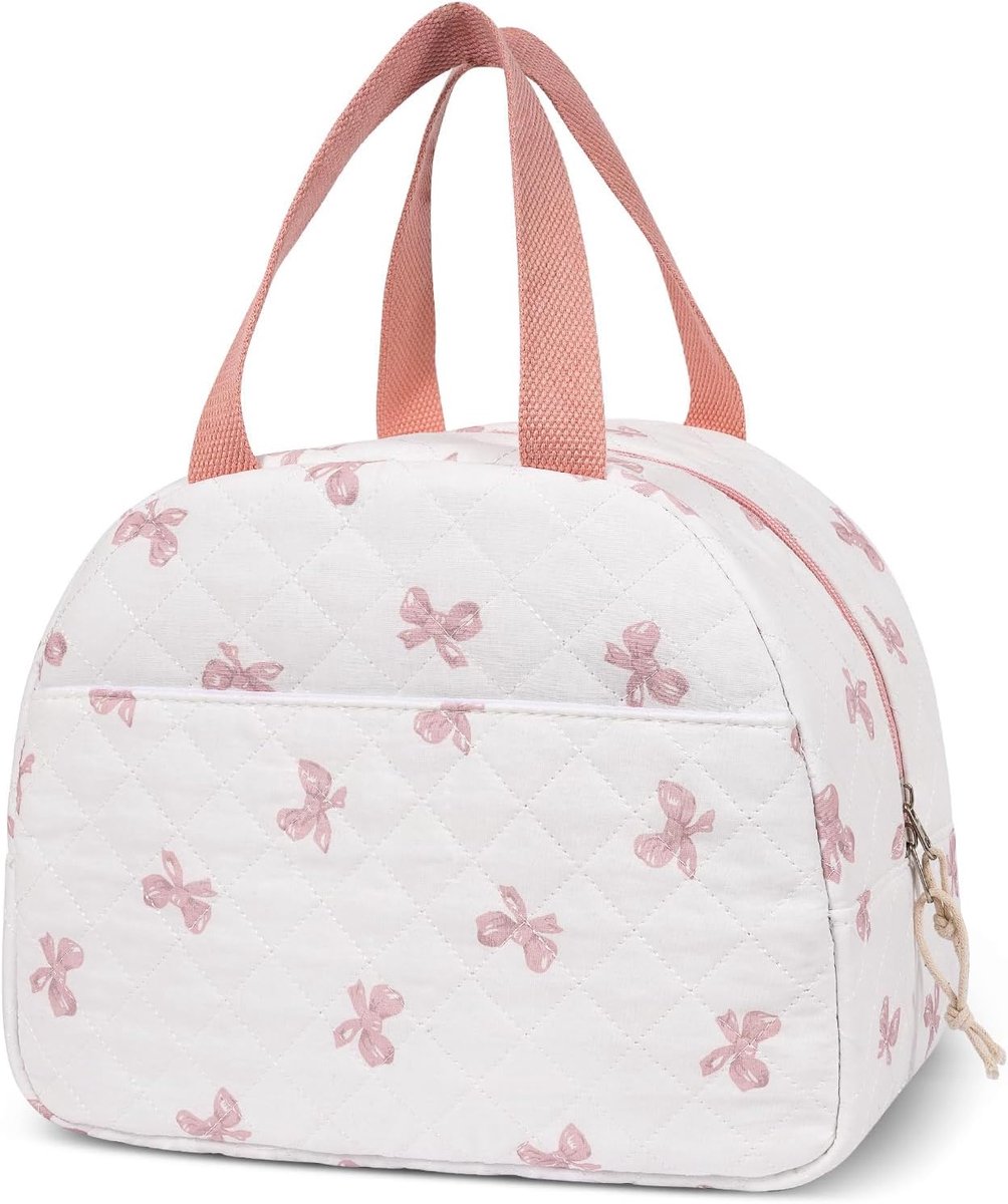 SnelShoppen - Lunch Box voor Vrouwen, Schattige Gevoerde Lunchtas, Herbruikbare Geïsoleerde Koeltas, Grote Cooler Bag met Compartimenten voor Werk, Pi