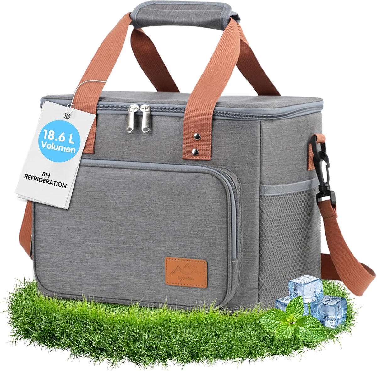 SnelShoppen - Thermal Bag 15L - Koeltas, Lunch Bag, Koelrugzak met meerdere vakken, Ideaal voor Picknick, Camping, Werk, School, 3 Kleuren