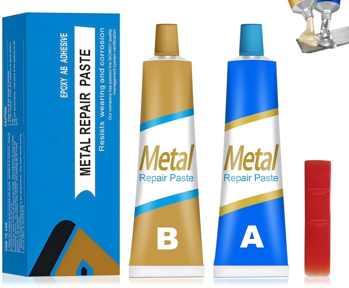 SnelShoppen - Cold Welding voor Metaal, Metalen Lijm, Koud Lijmen, Reparatielijm AB, Hoge Temperatuur, Metalen Lijm, 100g