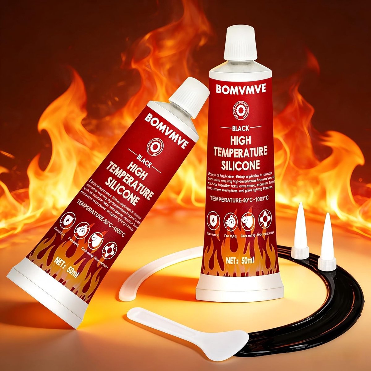 SnelShoppen - High Temperature Adhesive Silicone - Brandveilige, Hittebestendige Kit tot 1000°C - Ideaal voor Ovens, Open Haarden, Kachels & Ketels -