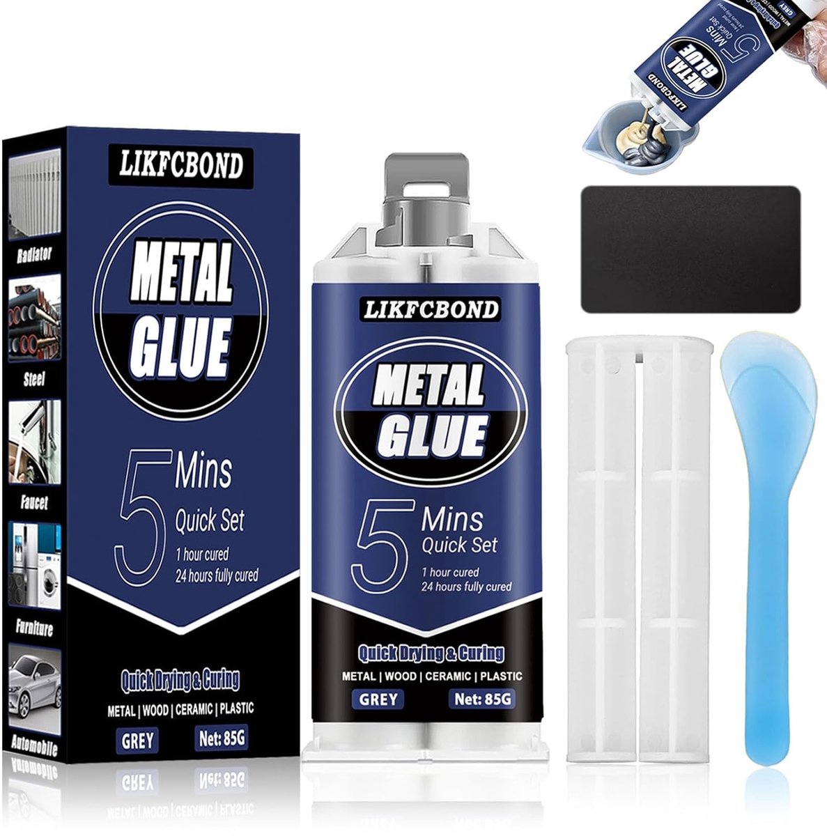 SnelShoppen - Metal Glue Extra Strong 85g - Liquid Metal Adhesive, Perfect voor Staal, Roestvrijstaal, Gietijzer - Warmtebestendig en Waterdicht - Kou