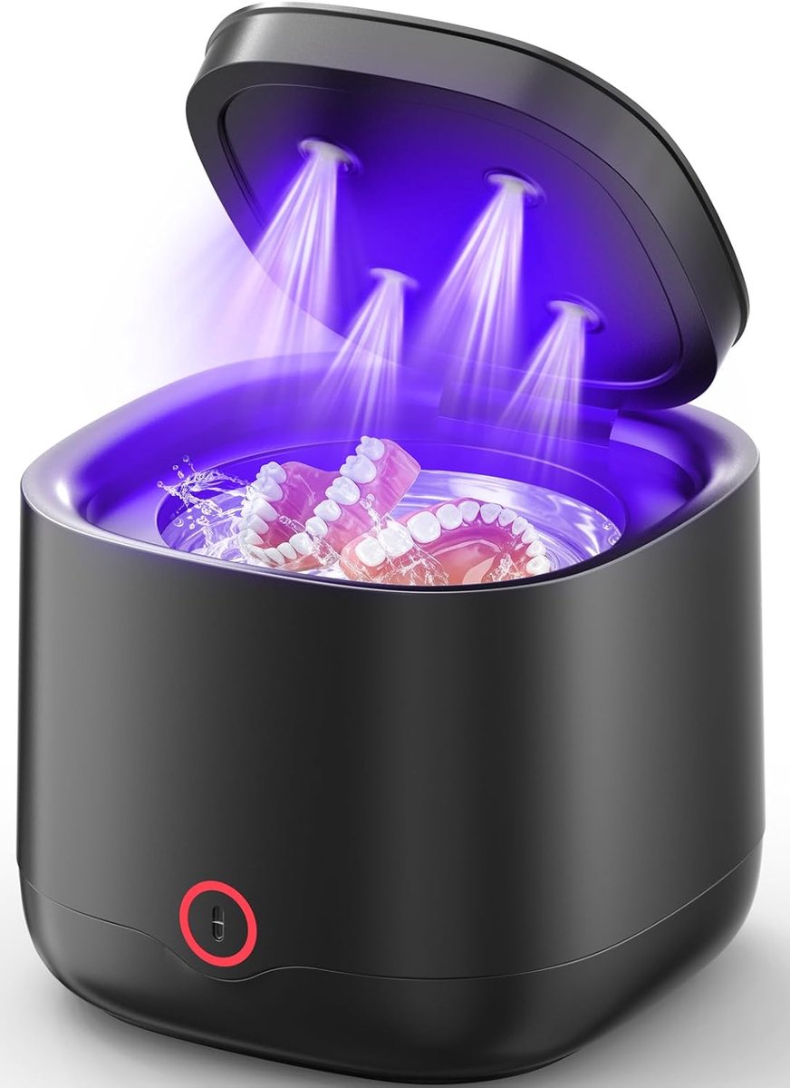 SnelShoppen - Ultrasonic Cleaner 45000 Hz UV-C, 200 ml Reinigingsapparaat voor Beugels, Aligners, Protheses, Reiskwaliteit, 4000 mAh Accu