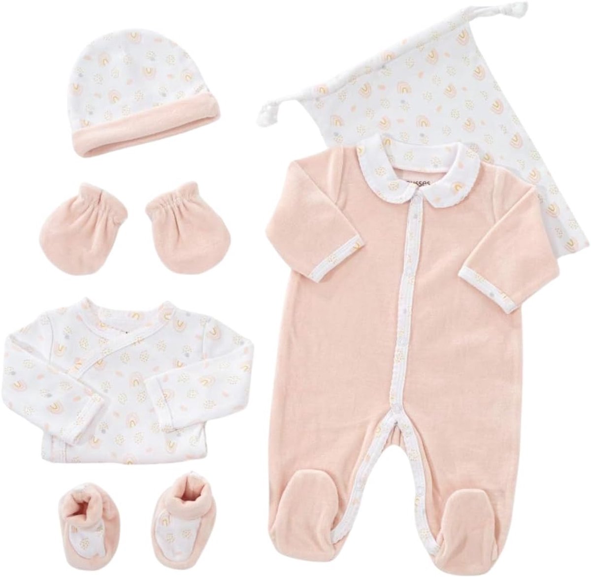 SnelShoppen - KINOUSSES Geboorteset voor Baby's - Fluwelen Uniseks Baby Kleding Set voor Pasgeborenen - Voor Jongens en Meisjes - Perfect voor Feestje