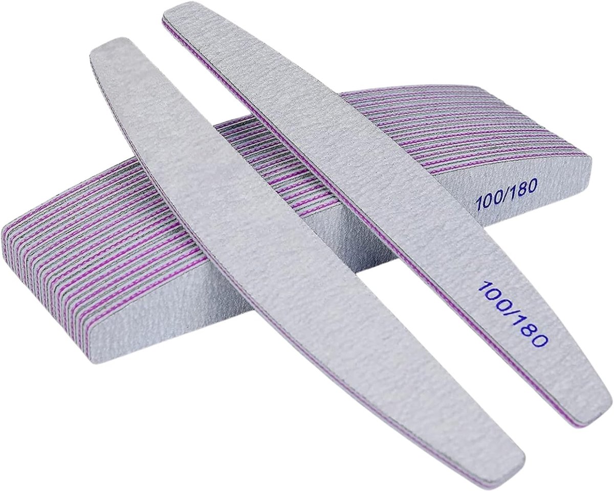 SnelShoppen - Professionele Nagelvijl Set 100/180 - 50 Stuks Halve Maanset - Duurzame Gel en Semi-Permanente Manicure Vijlen voor Manicure en Pedicure