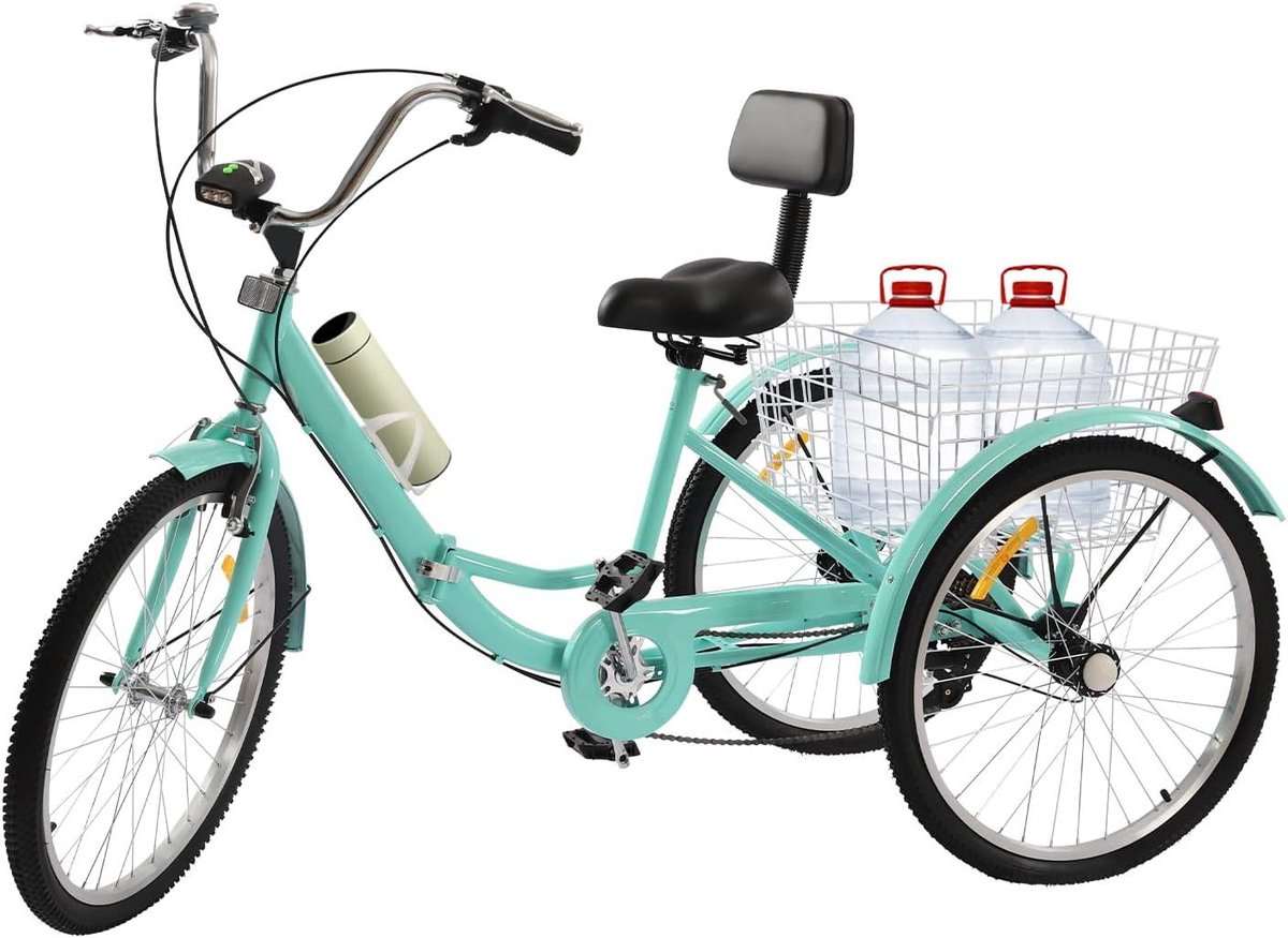 Vouwfiets Driewieler - Driewieler Fiets - Comfortabel Fietsen - 7 Versnellingen - 24 Inch Wielen - Groen