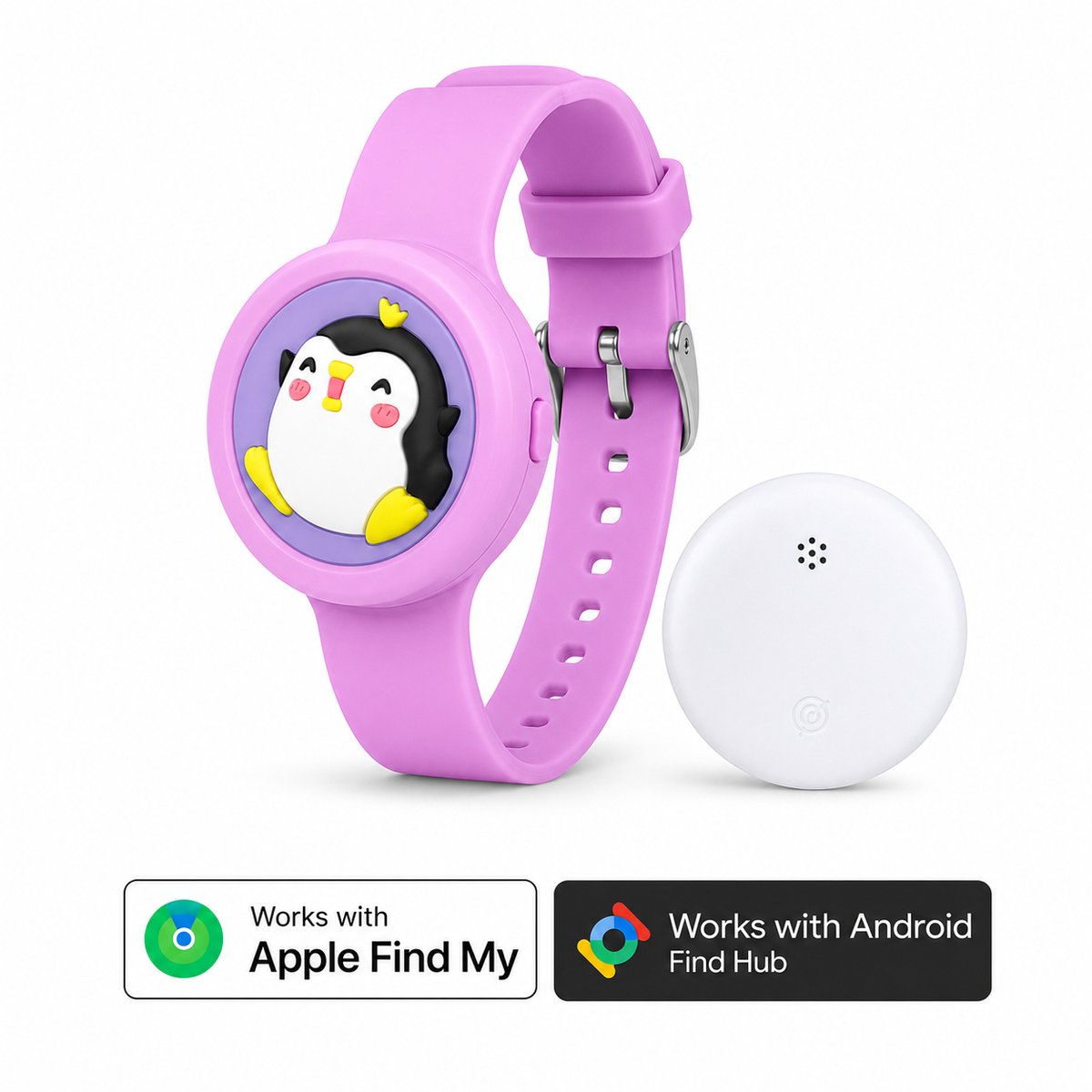 Kinderhorloge - gps armband – werkt met Android Find My Hub - Kinderhorloge met gps - Bluetooth Tracker – Kinderhorloge jongen - Kinderhorloge meisje - Waterdicht – Inclusief tracker - Met geluidssignaal