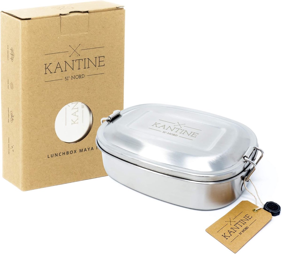 SnelShoppen - Maya lunchbox roestvrij staal 500 ml | Lekvrije bentobox voor kinderen en volwassenen, BPA-vrij, vaatwasmachinebestendig, ideaal voor sc