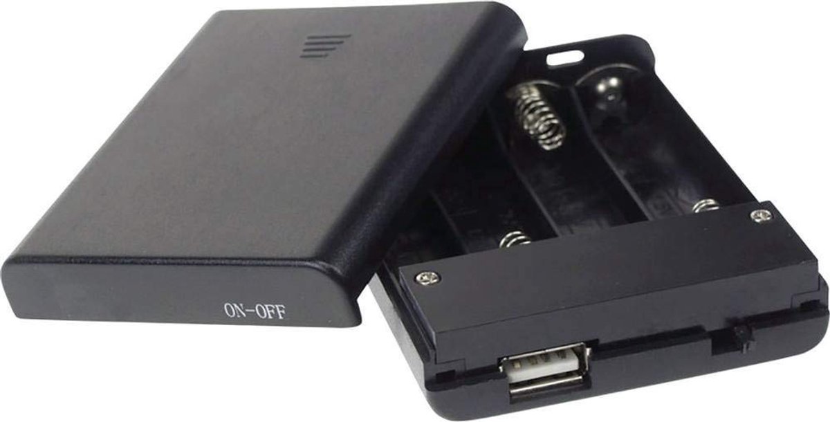 Thijox - Batterijhouder voor 4 x AA met USB-aansluiting - Duurzaam en Robuust - Ideaal voor Camping, Tuin, Feestjes, en meer - Artikelnummer BH341USB